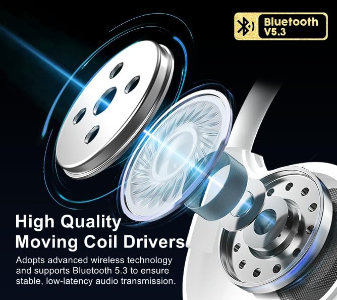 Open Ear True Wireless Bluetooth Headphones with Fast Charging – 8 Hours Playtime for Workouts, Music, and Meetings – Ergonomic Design for All-Day Comfort – Enhanced Compatibility for Seamless Connectivity – Perfect for Active Lifestyles in White