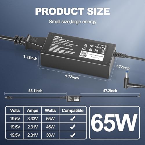 Universal 65 W Type-C Chromebook Charger – Fast & Efficient USB-C Power Supply Adapter for HP, Acer, Dell, and More – Enhanced Compatibility for Laptops & Chromebooks – Reliable Multi-Protection Safety Features – Ideal Replacement for SM45 CL SM65 CL-01 SK90200325 – Upgrade Your Charging Experience Today!