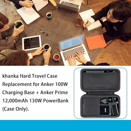 Khanka Premium Hard Travel Case for Anker 100 W Charging Base & Anker Prime 20,000/27,650 m Ah Power Banks – Shockproof Storage Solution with Interior Accessory Pocket for Ultimate Portability and Protection