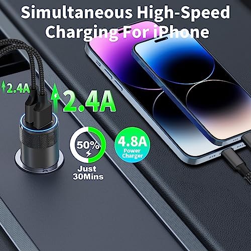Braveridge 66 W Dual Port USB-C Car Charger for i Phone 16 – MFi Certified Fast Charging with Type-C Braided Cable – Enhanced Compatibility for i Phone 16/16 Pro Max/15/15 Pro/i Pad – Ideal for Road Trips and On-the-Go Power Solutions