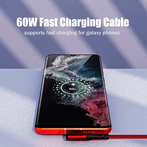 Ultimate 10 ft Type C Fast Charging Cable – 90-Degree USB to USB C Braided Cord (3-Pack) for i Phone 16/15 and Galaxy S Series – Enhanced Durability & Vibrant Colors for Seamless Charging Experience