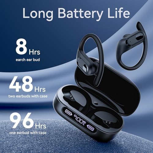 Ultimate Active Noise Cancelling Wireless Earbuds – 96 Hours of Uninterrupted Playback with LED Battery Indicator – Waterproof Over-Ear Design with Secure Earhooks for Maximum Stability – Ideal for Sports, Running, and High-Intensity Workouts – Superior Bluetooth Connectivity for Quick Pairing and Seamless Audio – Immerse Yourself in Stunning Sound Clarity and All-Day Comfort for Every Adventure
