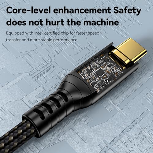 USB-C 4FT 40Gbps Braided Cable – 90 Degree, 8K Display, 100W Charging, Compatible with Thunderbolt 4/3 USB4/3, MacBook Pro, External SSD, eGPU – Enhanced Compatibility and Speed
