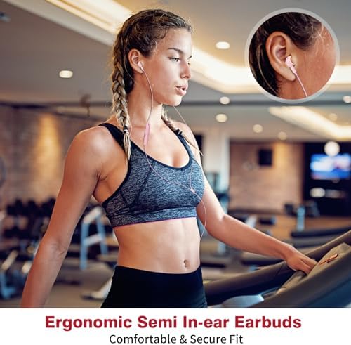 High-Fidelity USB C Earbuds with Microphone and Volume Control – Magnetic Wired Headphones for i Phone 16, Samsung Galaxy, Google Pixel, & More – Perfect for On-the-Go Audio Experience in Pink – Enhanced Compatibility & Durability