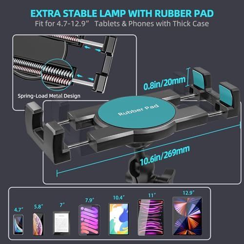 Premium Aluminum Heavy Duty Tablet Holder Mount for Vehicles – 360° Adjustable Drill Base Stand for i Pad Pro, Air, Mini & Samsung Galaxy Tabs (4.7″ – 12.9″) – Ideal for Car, Truck, Wall, and Desk Use with Enhanced Stability and Effortless Access