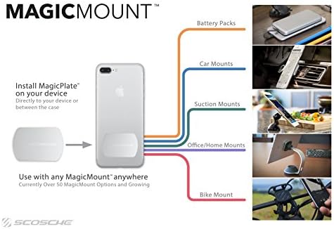 Scosche Magic Mount Pro Suction Cup Phone Holder – 2-Pack Magnetic Car Dashboard & Windshield Mount for i Phone, Galaxy & Android Smartphones – Enhanced Stability, 360-Degree Rotation & Sleek Black/Silver Design for Optimal Accessibility & Safety