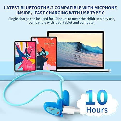 Safe and Comfortable Open Ear Bluetooth Headphones for Kids – Lightweight Wireless Earbuds with Built-in Mic, Navy Blue – Ideal for Learning, Play, and Enhanced Device Compatibility