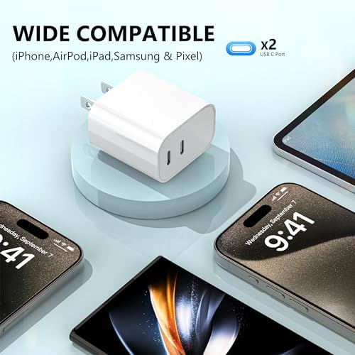 High-Speed Dual-Port USB C Charger Block – 3-Pack 20 W Type-C Wall Adapter for i Phone and i Pad Pro – Ultimate Convenience for Multi-Device Charging on the Go, Safe & Compact Design