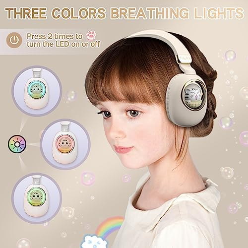 Enchanting Pink Cat Ear Bluetooth Headphones for Kids – Fun Noise-Cancelling Over-Ear Design with LED Lights, Ultimate Comfort for School, Travel, and Everyday Adventures – Elevate Young Music Experiences with Superior Sound Quality and Playful Style