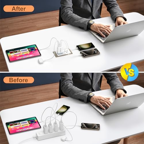 Bangfun 40 W 4-Port USB C Fast Charging Block – Dual Pack Multi-Device Power Adapter Featuring Quick Charge 3.0 for i Phone 11-15 Pro Max, Samsung A13/A54, Pixel – Ultimate Compact Charger for Home, Office & Travel Efficiency
