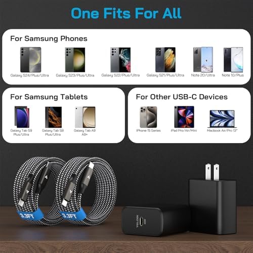 45 W Ultra-Fast USB-C Charger & 12 FT Cable for Samsung Galaxy Devices – Premium Charging Block for S25, S24, S23, and Tab S9/S8 Ultra – Enhanced Speed, Safety, and Portability for Ultimate Device Efficiency