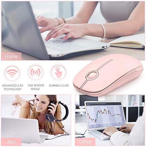 Sleek Vssoplor Wireless Mouse – Ultra-Slim Silent Optical Companion for Laptops & PCs | 2.4 GHz Nano Receiver, Perfect for Quiet Workspaces & Travel | Enhanced Compatibility for Windows, Mac & Linux