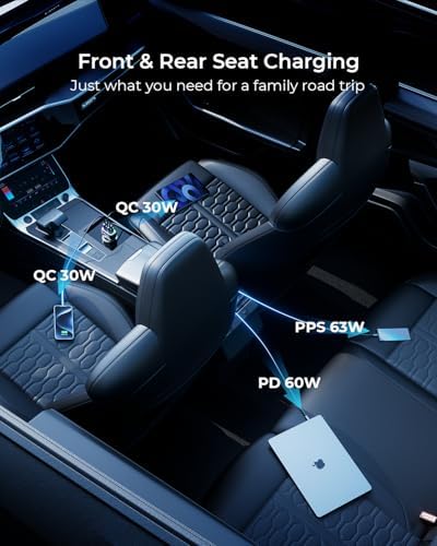 Ultimate USB C Car Charger – 126 W Dual PD60 W & QC30 W Fast Charging Adapter with 4 Ports for i Phone 16/15/14/13/12, Samsung Galaxy S24/S23 & Google Pixel – Unmatched Speed & Versatility for All Devices on the Go