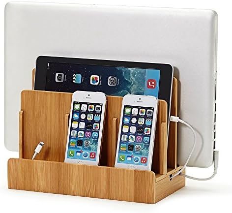 Eco-Friendly Bamboo Multi-Device Charging Station & Organizer – Streamline Your Workspace with Fast Charging for Laptops, Tablets, and Smartphones – Elegant Design in Various Finishes for a Clutter-Free Environment