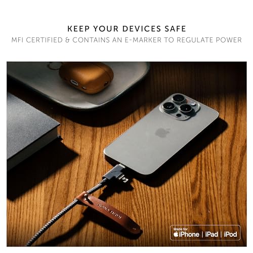 Power Your Devices Sustainably with the Native Union Belt Cable Duo Pro – 8 ft Ultra-Strong Braided 240 W Charging Cable for Lightning & Type-C – Eco-Friendly Design with 2-in-1 MFi Certified Connectors for Enhanced Compatibility and Rapid Performance – Perfect for Home, Office, and On-the-Go Charging