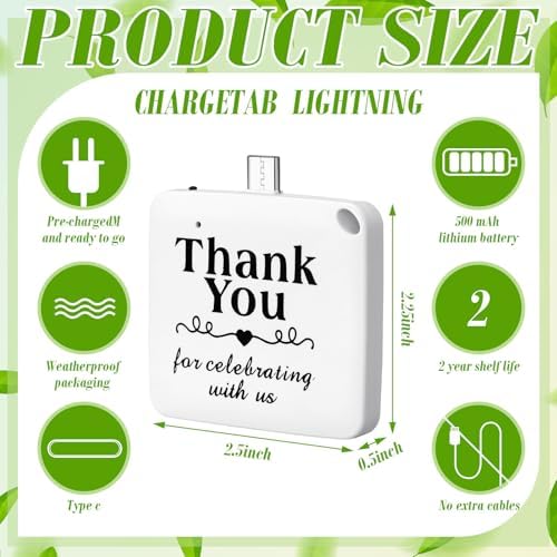 Wedding Emergency Portable Charger Set – 12 Pcs USB Type C Power Boosters | Essential Party Favors for Guests | Compact 500 m Ah Chargers for Outdoor Events, Camping, and Celebrations | Pre-Charged & Ready for Immediate Use | Thoughtful Gift for Staying Connected