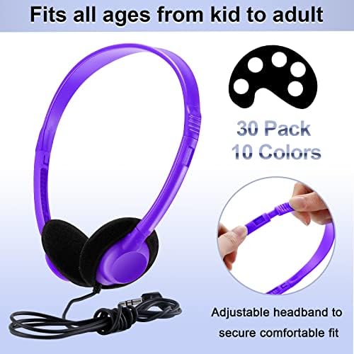 Yunsailing 30-Pack Classroom Headphones – Lightweight & Durable On-Ear Headsets with 3.5 mm Jack for Engaging Learning – Cheerful Light Yellow Color for Students and Teachers in Educational Settings