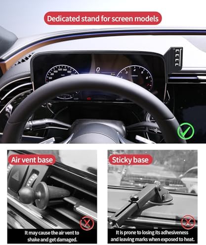 Wireless Charging car Phone Holder for Mercedes Benz E-Class 2024 2025 Accessories 12.3 inch Screen Fixed Clip,360° Rotation car Phone Mount Compatible with MagSafe – Enhanced Compatibility and Speed