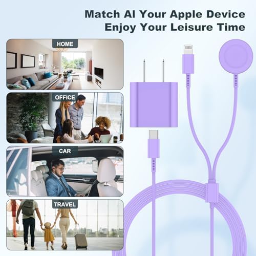 Revolutionary 2-in-1 USB C Charger for i Phone and Apple Watch – 6 ft Magnetic Fast Charge Cable with 20 W Power Adapter – Stylish Blue Design for Optimal Portability and Efficiency