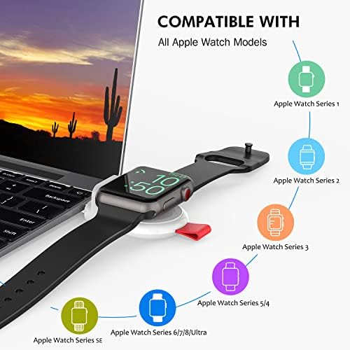 i.VALUX Dual Pack Portable Apple Watch Charger – Fast Wireless Magnetic Charging for All Series 1-10, SE, Nike & Ultra Models – Compact Travel-Friendly Design for Effortless Power on the Go