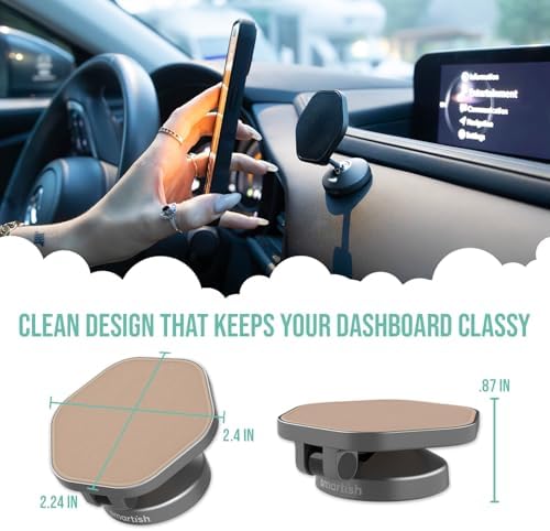 Elevate Your Driving Experience with the Smartish Mag Safe Car Mount – Mountaineer | Premium Magnetic Phone Holder for i Phone 16/15/14/13/12 | Extra Strength Adhesive for Secure Dashboard Mounting | Stylish Beige Design with 360-Degree Rotation for Optimal Viewing | Perfect Accessory for Seamless Connectivity and Navigation
