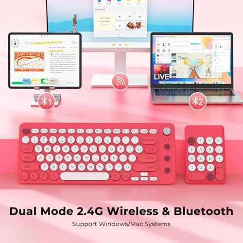 Vibrant Wireless Split Ergonomic Keyboard with Mini Numeric Keypad – Portable Bluetooth Computer Accessory for Accountants and Left-Handed Users – Enhance Your Workspace Comfort and Speed
