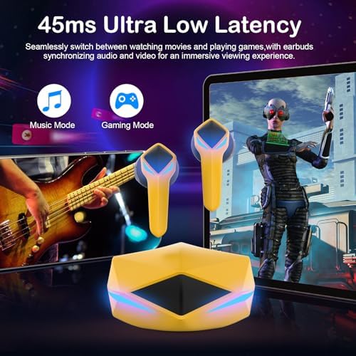Elevate Your Audio Experience with LEEPENK F3 Wireless Earbuds – Dual Pack of Ergonomic Bluetooth Earbuds with 45 ms Ultra-Low Latency for Gaming, Intuitive Touch Controls for Hassle-Free Operation, and Eye-Catching Breathing Light Design – Ideal for Effortless Transitions Between Gaming Battles and Music Enjoyment