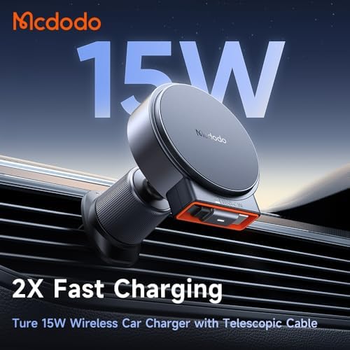 Revolutionize Your Drive with the Mc Dodo 15 W Mag Safe Car Mount Charger – Effortless Wireless Charging with Built-in Retractable USB-C Cable for i Phone 16, 15 Pro, Pro Max Plus, Galaxy & More – Secure Magnetic Design for Ultimate Stability & Fast Power Delivery