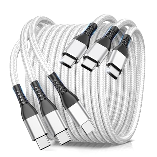 Premium 10 FT USB C to USB C Charger Cable – Dual Pack 100 W Fast Charging, Nylon Braided Design for i Phone 16 Series, Mac Book, and Samsung Galaxy S24 – Stylish Pink Color for Enhanced Durability and Flexibility