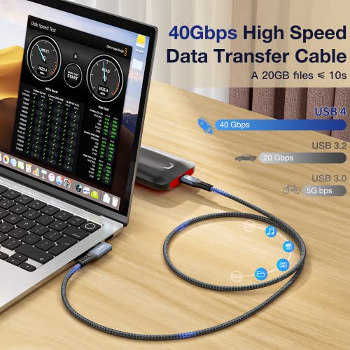 LEIRUI Thunderbolt 4 Right Angle USB-C Cable – 40 Gbps High-Speed Data Transfer, 8 K@60 Hz Video Output, 240 W Fast Charging – Premium USB4 Cable for i Phone 15 Pro, Mac Books, i Pad Pro, Enhanced Durability & Compatibility