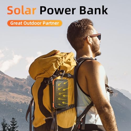 Ultimate 49800 m Ah Solar Power Bank – Wireless Fast Charger with 22.5 W QC3.0, Multi-Device Capability, Built-In Cables & Emergency LED Flashlight – Ideal Outdoor Companion for Smartphones and Tablets, Durable & Waterproof Design for Adventurers