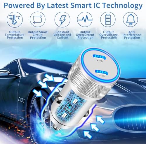 BARMASO 72 W Dual PD Power USB-C Car Charger 2-Pack – MFi Certified Fast Charging Solution for i Phone 16/16 Pro/16 Pro Max & Galaxy S24/S23 – Ultimate Compatibility & Safety Features for On-the-Go Power