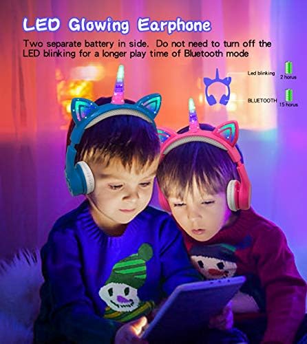 Enchanting Unicorn Wireless Headphones for Kids – Stylish Pink Foldable Design with Light-Up Features, Perfect for Tablets and Toddlers – Superior Sound Quality and Comfort for Magical Listening Adventures – Durable, Adjustable, Tangle-Free Fun for Every Little Girl