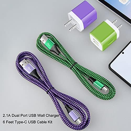 Ultimate Fast Charging Dual Port USB Wall Charger Trio – 2.1 A Quick Charge Adapter with Type C Cable for Samsung Galaxy S24 Ultra, i Phone 16, Google Pixel 9 Pro & More – Perfect Travel-Ready Power Solution for Active Lifestyles