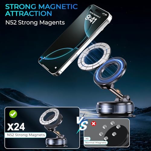 Revolutionary Vacuum Magnetic Phone Holder for Mag Safe & Universal Smartphones – Ultimate Multi-Surface Solution for Cars, Gyms, and Home Use – Reliable Suction Mount for Hands-Free Navigation and Streaming