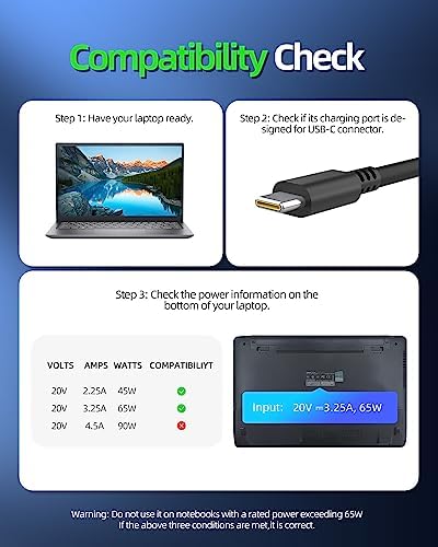 Ultra-Fast 65 W/45 W USB-C Power Adapter for HP Elitebook & Pro Book – Universal Compatibility, UL-Certified Safety Features, 30-Day Hassle-Free Replacement Guarantee – Optimal Charging Solution for Elitebook X360, 830, 840, G5-G8 Models, Perfect for Business Professionals on the Move