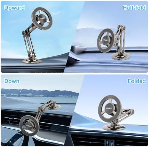 Experience the Ultimate Driving Convenience with UTEBIT Mag Safe Car Mount – 360° Rotating Magnetic Phone Holder for i Phone 15/14/13/12 Pro Max Plus & Universal Compatibility – Secure, Hands-Free Access for Safer Navigation and Calls