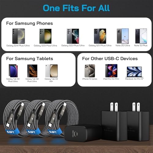 45 W Ultra-Fast USB-C Charger & 12 FT Cable for Samsung Galaxy Devices – Premium Charging Block for S25, S24, S23, and Tab S9/S8 Ultra – Enhanced Speed, Safety, and Portability for Ultimate Device Efficiency