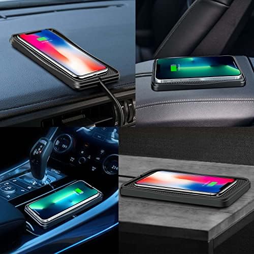 Fast Charging Wireless Qi Car Charger Pad – 15 W, 10 W, 7.5 W Compatibility for i Phone 14/13/12/11 & Samsung Galaxy S Series – Sleek Non-Slip Design with Safety Features for Effortless On-the-Go Power – Ideal for Air Pods & Galaxy Buds