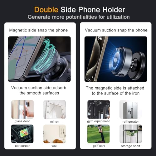 15 W Wireless Charger Suction Phone Holder – Versatile Magnetic Vacuum Mount for All Smartphones – Perfect for Car, Gym, Mirror, and Shower Use – Fast Charging with Enhanced Stability for On-the-Go Convenience
