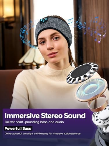 Fulext Bluetooth Sleep Headphones Headband – Ultimate Comfort for Side Sleepers, Thin HD Stereo Sound Quality – Ideal for Insomnia Relief and Travel Convenience – Perfect Gift for Men and Women – Enhanced Compatibility, Long-Lasting Battery Life for All Night Relaxation