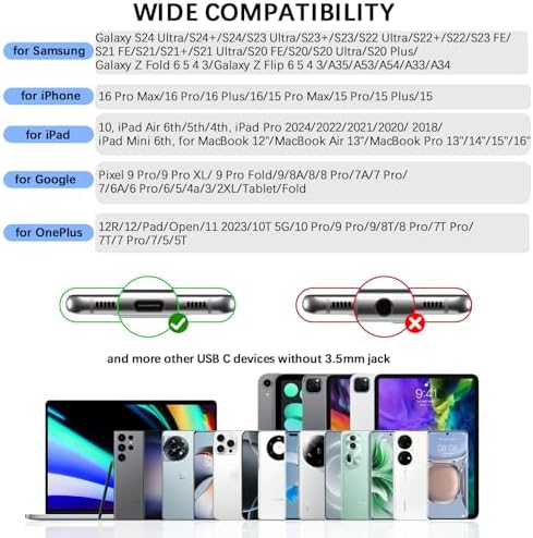 High-Fidelity USB C Earbuds with Ergonomic Design & Integrated Mic – Premium Sound Quality for Samsung S25 Ultra, i Phone 16, Pixel 9, and More – Magnetic Carry Case for Effortless Portability & Enhanced Compatibility – Perfect for Music Lovers & Professionals