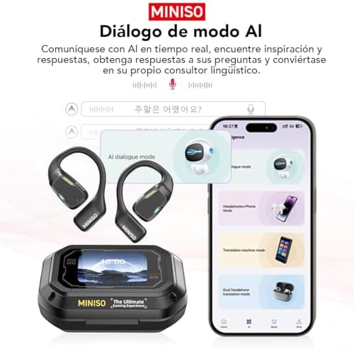 MINISO M98 Bluetooth 5.4 Open Ear Translation Earbuds – Advanced Real-Time Language Translator with 135 Languages, Waterproof Features, and LED Battery Indicator for Effortless Communication While Traveling, Working, or Exercising