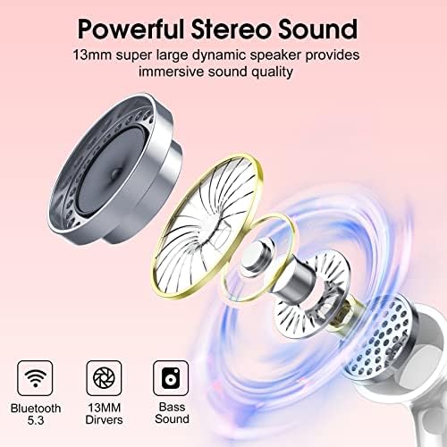 Premium Wireless Earbuds with Bluetooth 5.3 – Hi-Fi Stereo Sound, 40-Hour Playtime, IP7 Waterproof Sports Earphones with LED Battery Display – Perfect for Android & i OS Users – Ultimate Comfort & Durability for Active Lifestyles