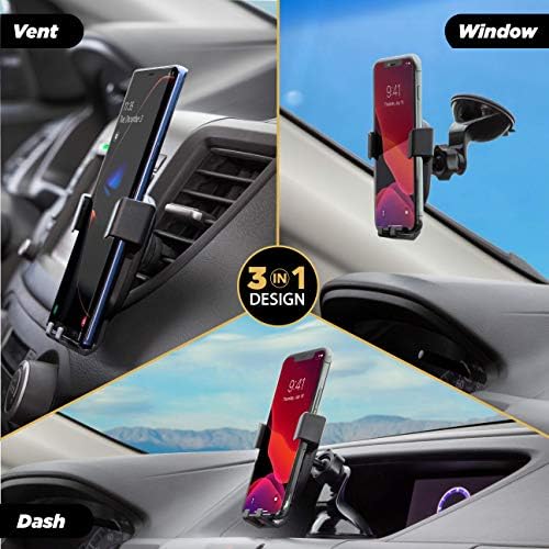 Scosche HDVM 3-in-1 Universal Cell Phone Mount: Versatile Suction Cup Holder for Windshield, Dashboard, and Vent – Compatible with i Phone 16/15/14/13/12 & Smartphones Up to 3.5 Inches – Enhanced Stability for Safe Hands-Free Use