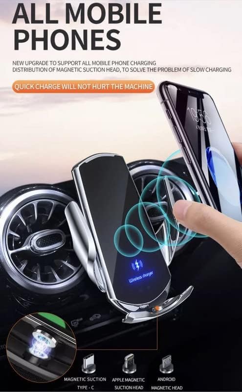 Revolutionize Your Commute with HITech Pro 15 W Qi Fast Car Wireless Charger Holder – Magnetic Air Vent Mount with Dual-Port Adapter for Effortless Charging of i Phone & Samsung Smartphones – Premium Performance and Ultimate Compatibility