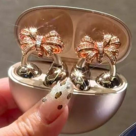 Elevate Your Earbuds with a Chic Silver Rhinestone Bow Clip-On Accessory – Customizable DIY Earbud Decor for Fashion-Forward Audio Enthusiasts – Perfect for Daily Use & Special Events