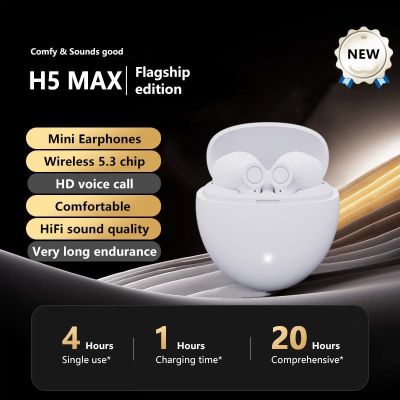 Ultimate Wireless Bluetooth 5.3 Earbuds – Featherweight & IPX5 Waterproof for Active Lifestyles – Seamless Comfort and Connectivity in Chic White – Perfect for Commuters, Fitness Enthusiasts, and Music Aficionados