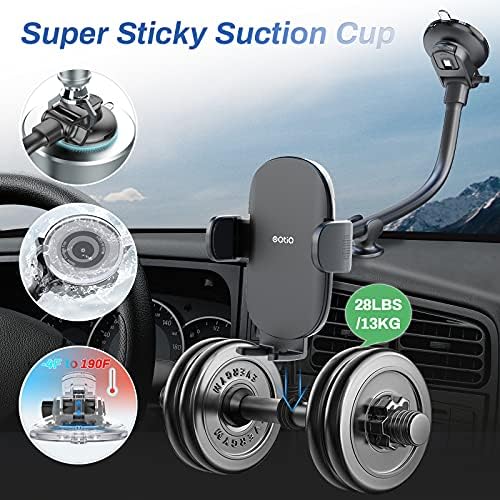 OQTIQ 13-Inch Gooseneck Car Phone Mount – Versatile Windshield & Dashboard Holder with Robust Suction Cup, Anti-Shake Stabilization, Effortless One-Button Release – Universal Compatibility for i Phone 16/15/14 and All Smartphones – Streamline Navigation and Communication While Driving