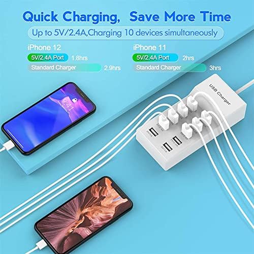 High-Performance 10-Port USB Charging Station with Smart Auto Detect Technology – Rapid Power Hub for Family and Office Use – Safety-Certified Multi-Device Charger for Laptops, Tablets, and Smartphones – Optimize Your Charging Efficiency Today
